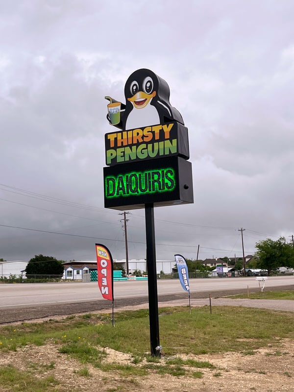 The sign visible from the road.