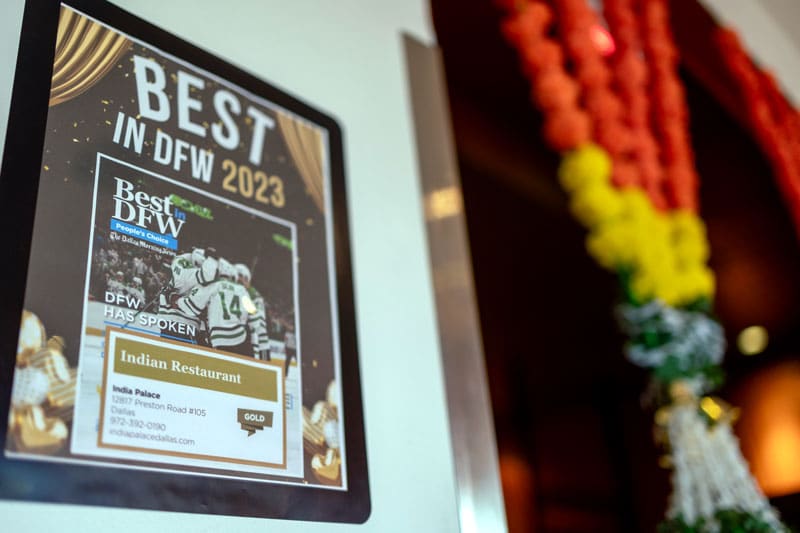 India Palace was voted Best in DFW for 2023