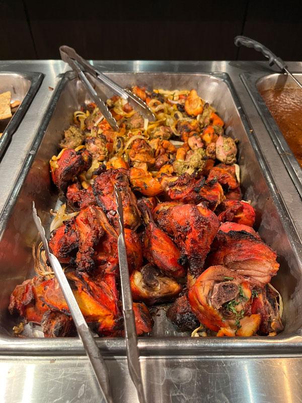 Some tandoori chicken on the buffet island at India Palace.