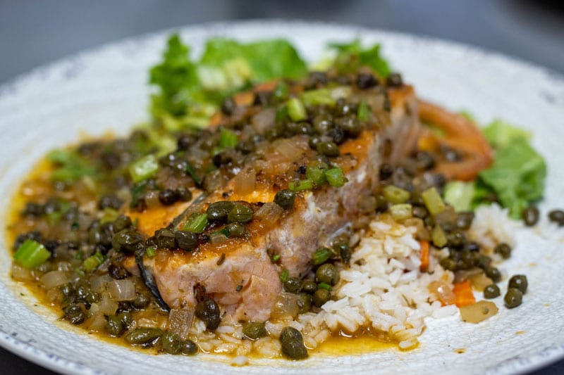 The Grilled Caper Salmon at Costa Pacifica