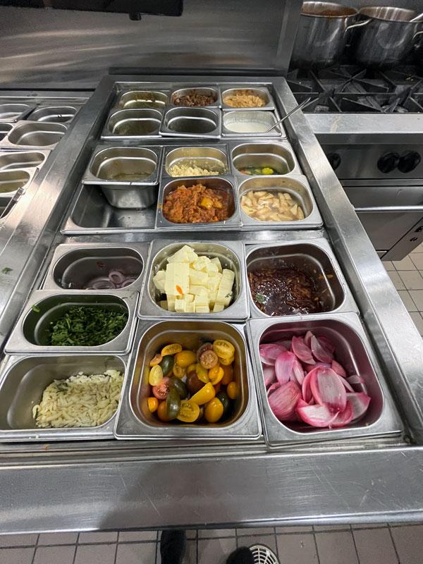 Some of the ingredients are prepped and ready at Sanjh Restaurant.