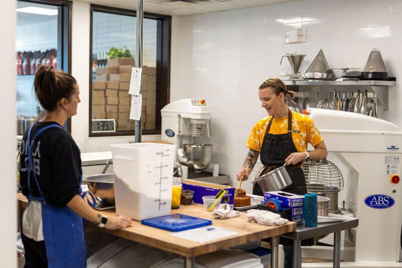 In the kitchen area at ROCKMAN.