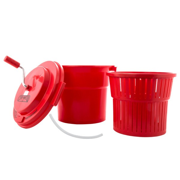 Chef Master 5 Gallon Red Plastic Salad Spinner / Dryer