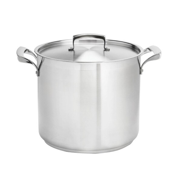 Browne 5723924 Thermalloy Stock Pot, 24 Qt. Stainless Steel Stock Pot,  Induction Ready