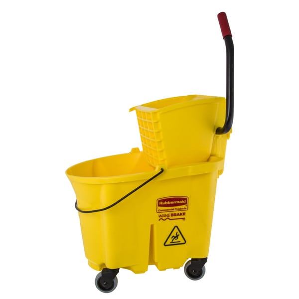 Rubbermaid Commercial WaveBrake Mop Bucket and Wringer, 26 Quart, Yellow