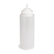 24 oz Clear Plastic Squeeze Bottle with White Tri Tip Top