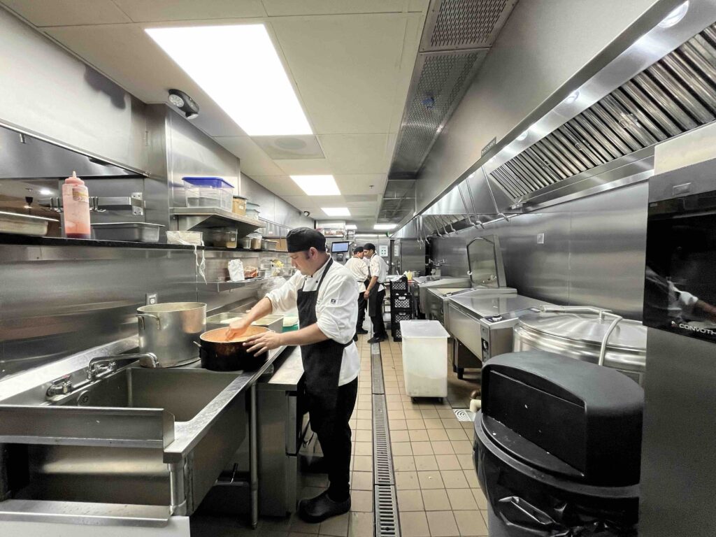 Commercial kitchen inside of an independently owned restaurant